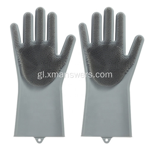 Guantes de cociña de silicona impermeables para a limpeza de pratos